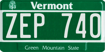 VT license plate ZEP740