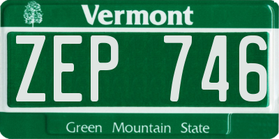 VT license plate ZEP746
