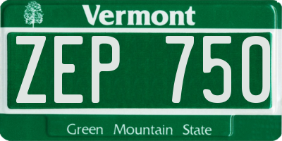 VT license plate ZEP750