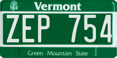 VT license plate ZEP754