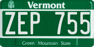 VT license plate ZEP755