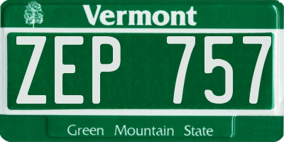 VT license plate ZEP757
