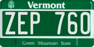 VT license plate ZEP760