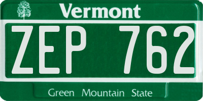 VT license plate ZEP762