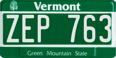 VT license plate ZEP763