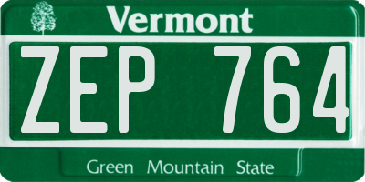 VT license plate ZEP764