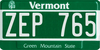 VT license plate ZEP765