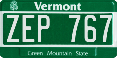 VT license plate ZEP767