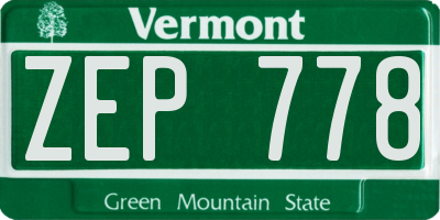 VT license plate ZEP778