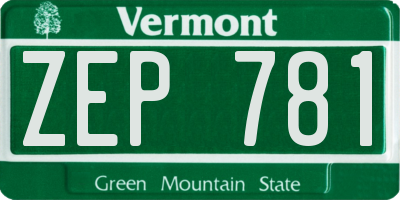 VT license plate ZEP781