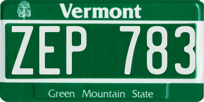 VT license plate ZEP783