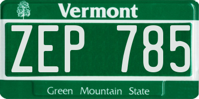 VT license plate ZEP785