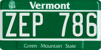 VT license plate ZEP786