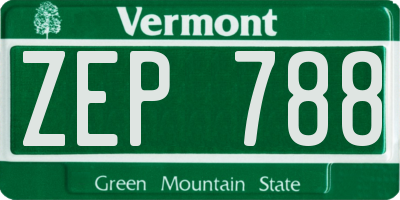 VT license plate ZEP788