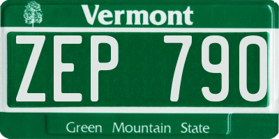 VT license plate ZEP790