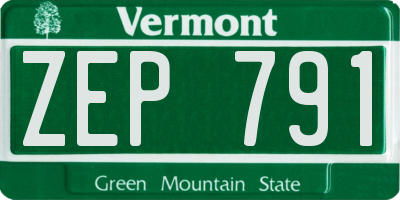 VT license plate ZEP791