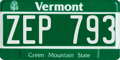 VT license plate ZEP793