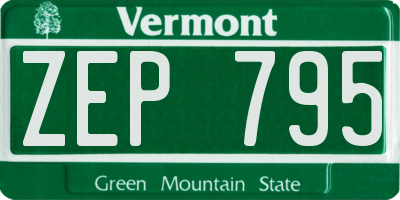 VT license plate ZEP795