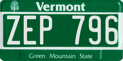 VT license plate ZEP796
