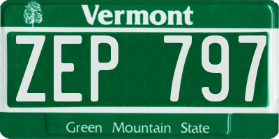 VT license plate ZEP797