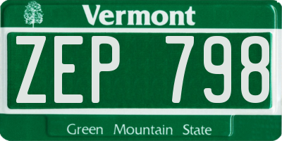 VT license plate ZEP798