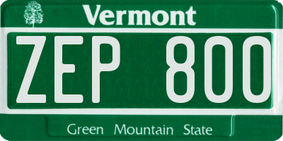 VT license plate ZEP800