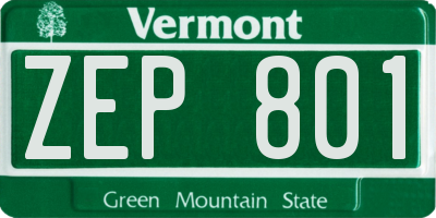 VT license plate ZEP801