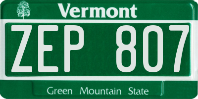 VT license plate ZEP807