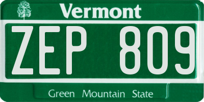 VT license plate ZEP809