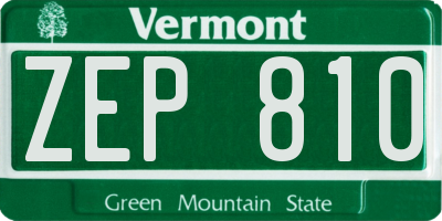 VT license plate ZEP810