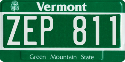 VT license plate ZEP811
