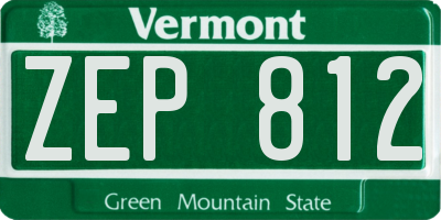 VT license plate ZEP812