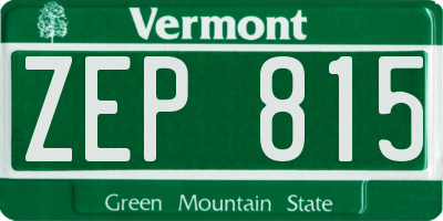 VT license plate ZEP815