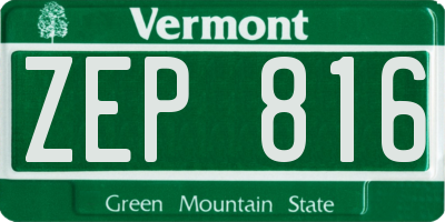 VT license plate ZEP816
