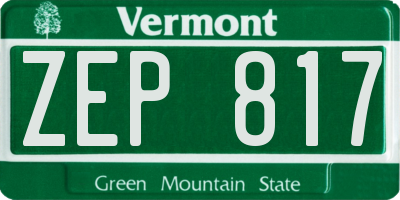 VT license plate ZEP817
