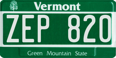 VT license plate ZEP820