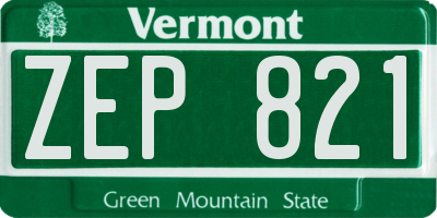 VT license plate ZEP821