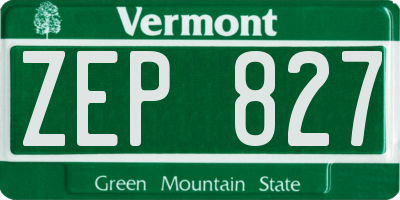 VT license plate ZEP827