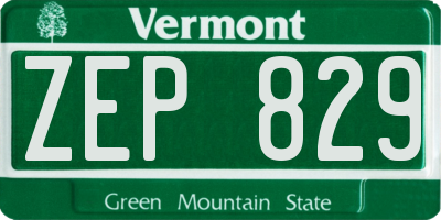 VT license plate ZEP829