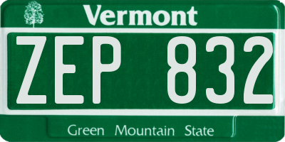 VT license plate ZEP832
