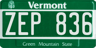 VT license plate ZEP836