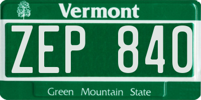 VT license plate ZEP840