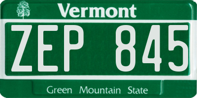 VT license plate ZEP845
