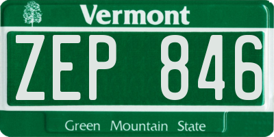 VT license plate ZEP846