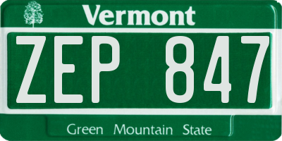 VT license plate ZEP847