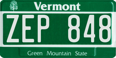 VT license plate ZEP848