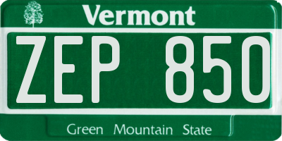 VT license plate ZEP850