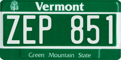 VT license plate ZEP851