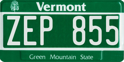 VT license plate ZEP855