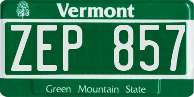 VT license plate ZEP857